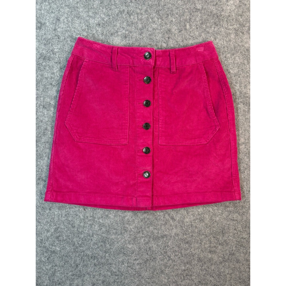 Wild Fable Pink Corduroy Button Front Mini Skirt Size 6 High Waisted Pockets